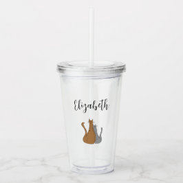 Vaso Acrílico Dibujo Personalizado de gato Tabby Kitties Elegant