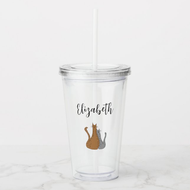 Vaso Acrílico Dibujo Personalizado de gato Tabby Kitties Elegant (Anverso)