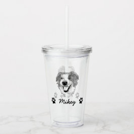 Vaso Acrílico Dibujo personalizado de perro pastor australiano