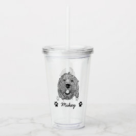 Vaso Acrílico Dibujo personalizado del perro personalizado Golde