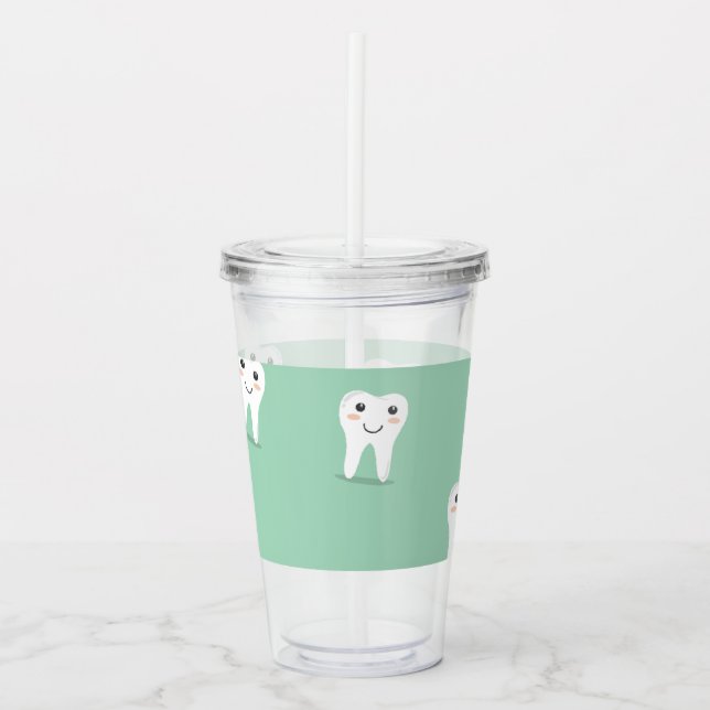 Vaso Acrílico Diente feliz de Kawaii (Anverso)