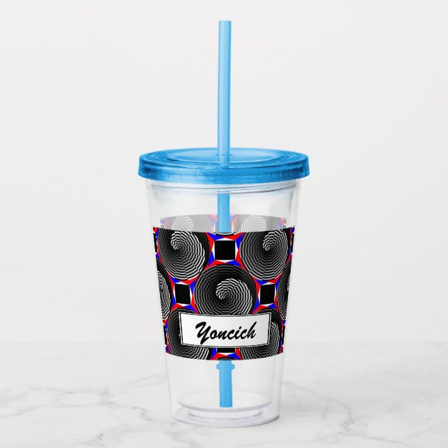 Vaso Acrílico Digital Checker Yin Yang by Kenneth Yoncich (Anverso)