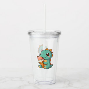 Vaso Acrílico Dino de comer helado lindo