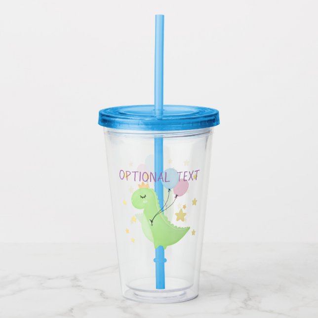 Vaso Acrílico Dinosaurio con globos (Anverso)