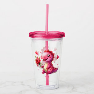 Vaso Acrílico Dinosaurio El día de San Valentín lindo