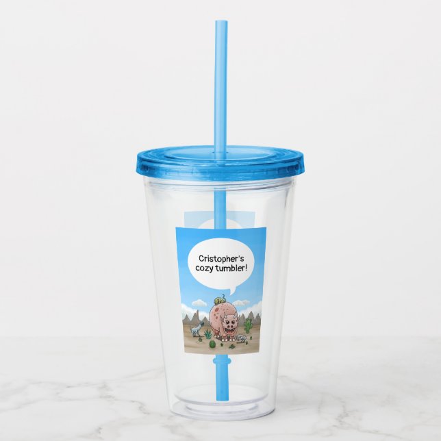 Vaso Acrílico Dinosaurios de Fantasía (Anverso)