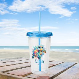 Vaso Acrílico Diseño alegre de tortugas