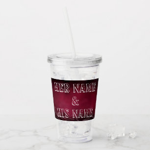 Vaso Acrílico Diseño boda Tumbler Acrílico De 16 oz Con Paja