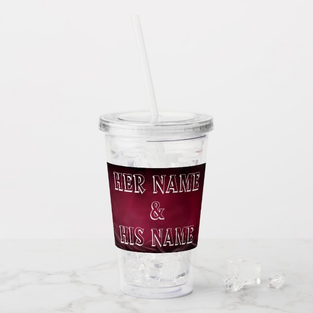 Vaso Acrílico Diseño boda Tumbler Acrílico De 16 oz Con Paja (Anverso (hielo))