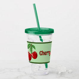 Vaso Acrílico Diseño de cerezas rojas personalizado