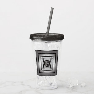 Vaso Acrílico Diseño de cinco Suns en blanco y negro