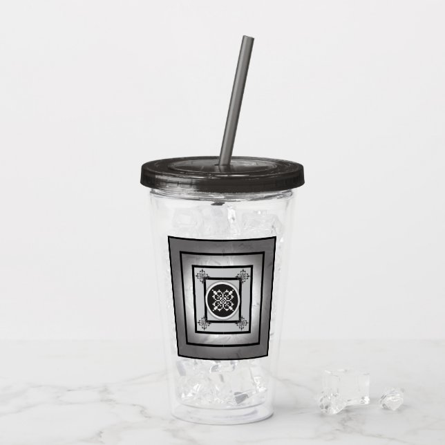 Vaso Acrílico Diseño de cinco Suns en blanco y negro (Reverso (hielo))