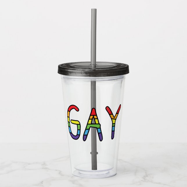 Vaso Acrílico Diseño de Doodle Gay (Anverso)