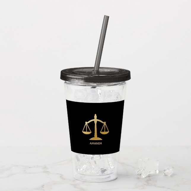 Vaso Acrílico Diseño de Golden Scales of Justice Law (Reverso (hielo))