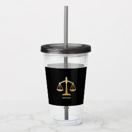 Vaso Acrílico Diseño de Golden Scales of Justice Law
