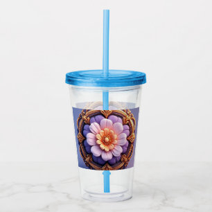 Vaso Acrílico Diseño de Medallón Floral Dorado Ornamentado