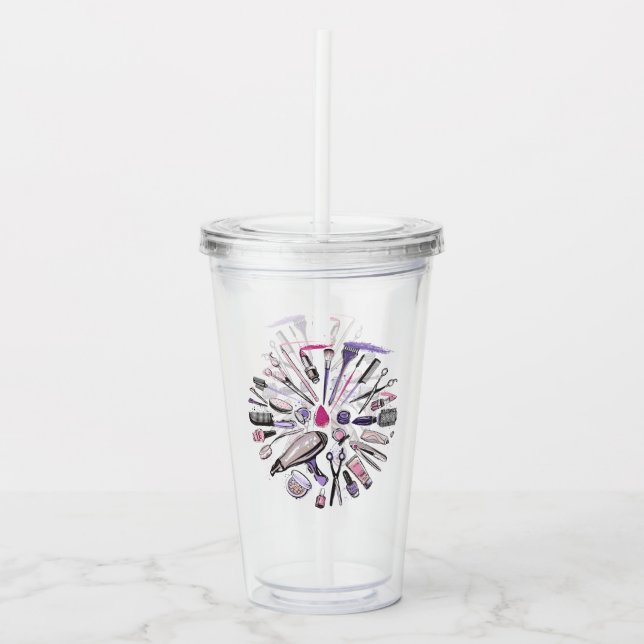Vaso Acrílico Diseño del círculo del maquillaje (Anverso)