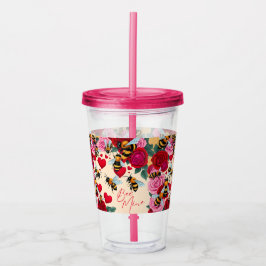Vaso Acrílico Diseño floral romántico de Bee Mine