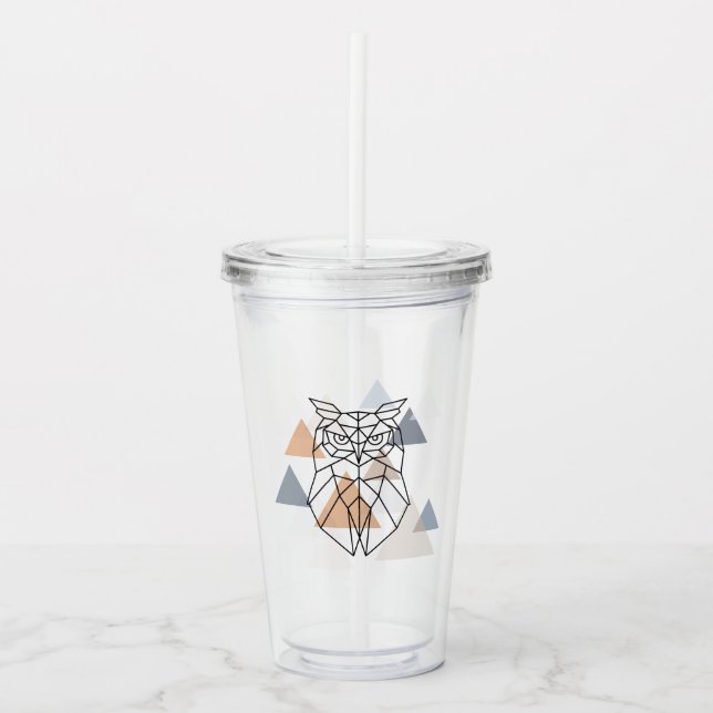 Vaso Acrílico Diseño geométrico del búho (Anverso)