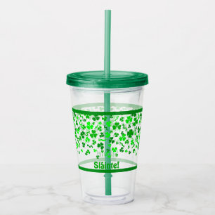 Vaso Acrílico Diseño personalizado de tréboles irlandeses Lucky 