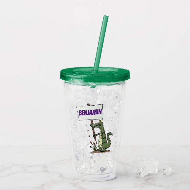 Vaso Acrílico Divertido cocodrilo alineador con personalizado de (Reverso (hielo))