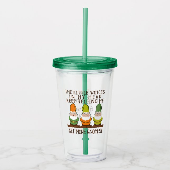 Vaso Acrílico Divertido consiga más retruécano de los gnomos (Anverso)