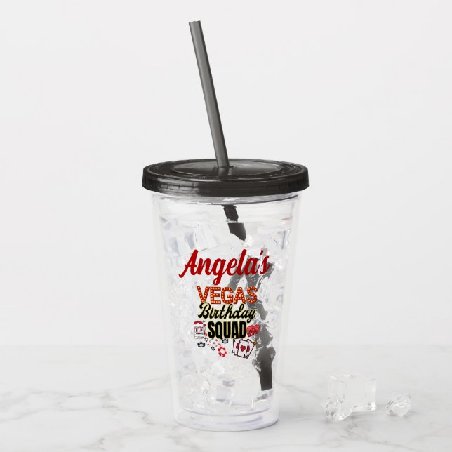 Vaso Acrílico Divertido Escuadrón de cumpleaños personalizado de (Anverso (hielo))