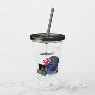 Vaso Acrílico Divertido tiburón viendo al personalizado de telev