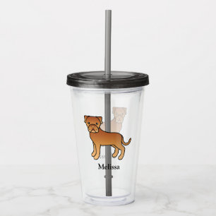 Vaso Acrílico Dogo de Burdeos Dibujo Animado Perro y Nombre