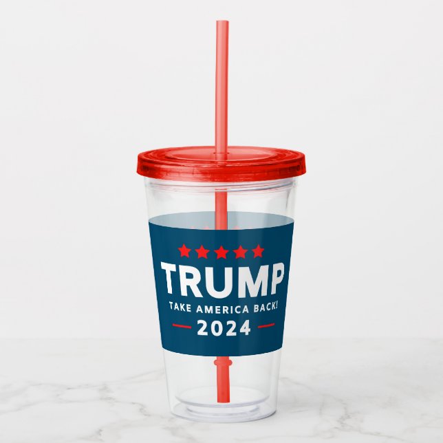 Vaso Acrílico Donald Trump 2024 recuperó a Estados Unidos (Anverso)