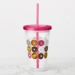 Vaso Acrílico Donut Dozen Breakfast Pasteles de alimentos Doughn