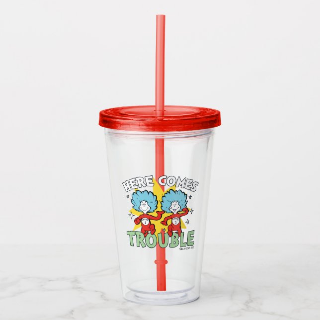Vaso Acrílico Dr. Seuss | Cosa Uno Cosa Dos Aquí Viene el Proble (Anverso)