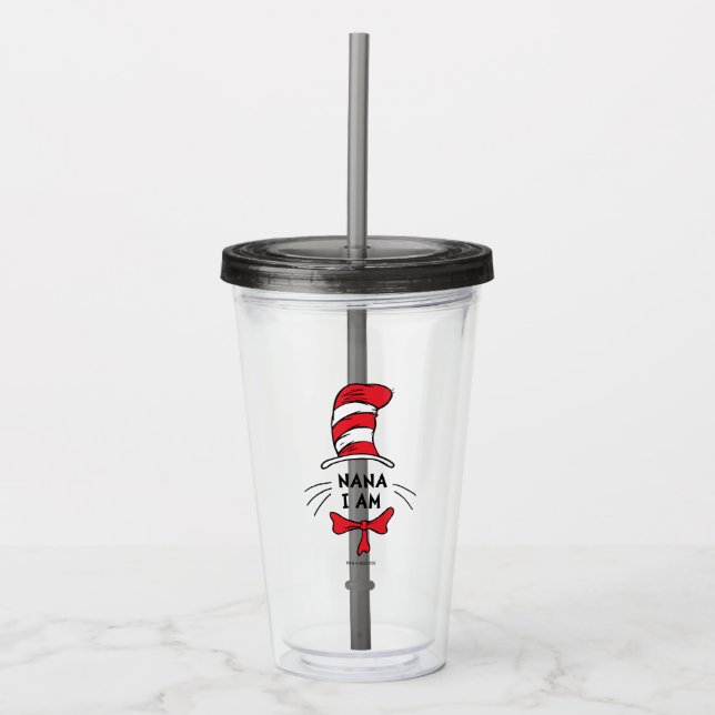 Vaso Acrílico Dr. Seuss | Gato en el Gorra - Nana I am (Anverso)