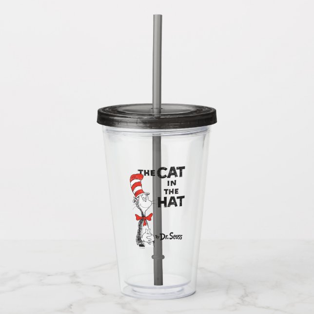 Vaso Acrílico Dr. Seuss | Gato en el libro de Gorras (Anverso)
