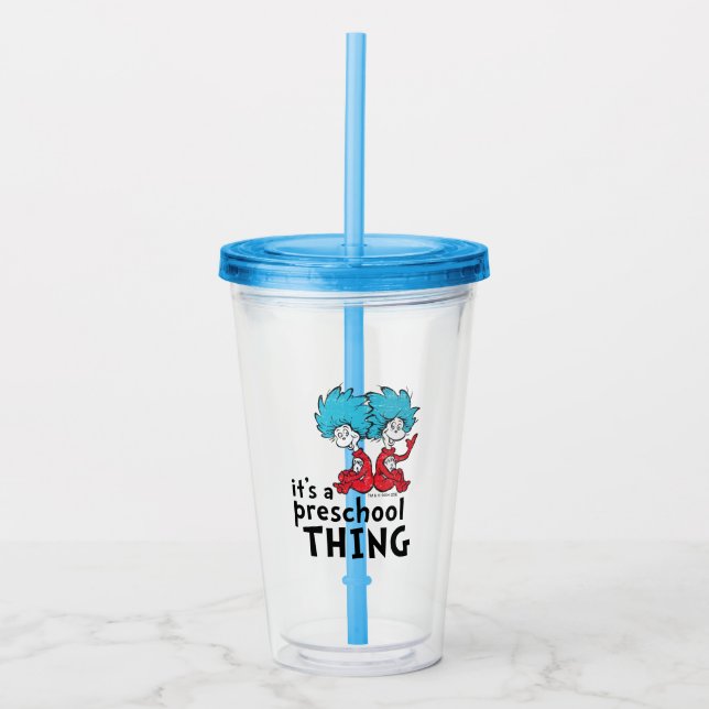 Vaso Acrílico Dr. Seuss | Maestra Es algo de preescolar (Anverso)