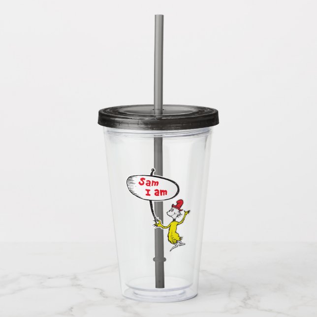 Vaso Acrílico Dr. Seuss | Rótulo de Sam-I-Am (Anverso)