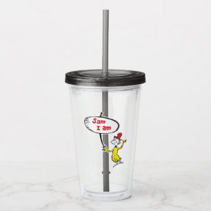Vaso Acrílico Dr. Seuss Sam-I-Am sosteniendo cartel