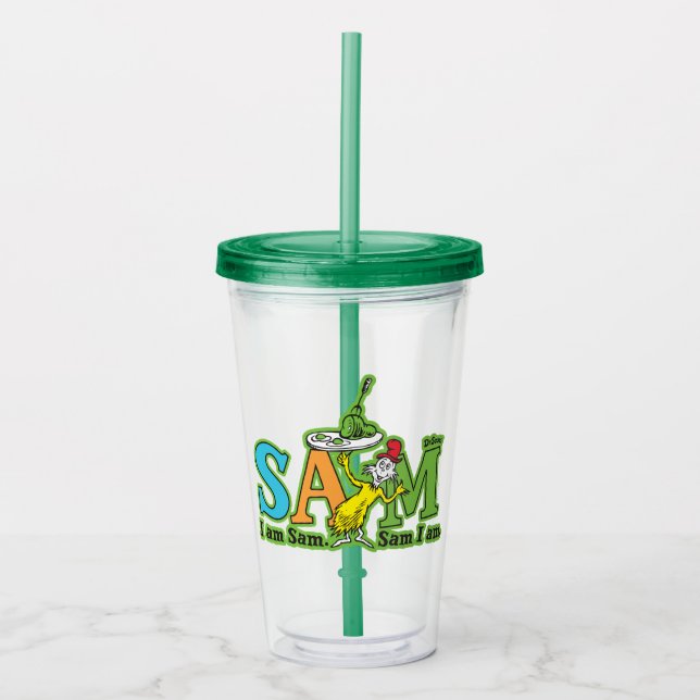 Vaso Acrílico Dr. Seuss | Soy Sam. Sam, Lo Soy. (Anverso)