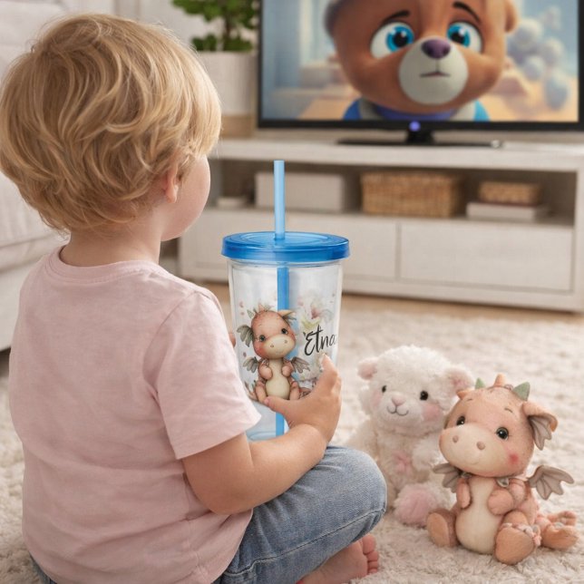 Vaso Acrílico Dragón Adorable con Acentos del Bosque (Subido por el creador)