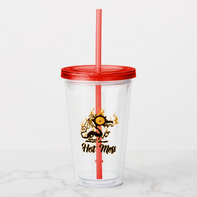 Vaso Acrílico Dragón crispado de Hot Mess (Anverso)