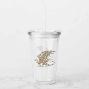 Vaso Acrílico Dragón de mosaico asombroso oro