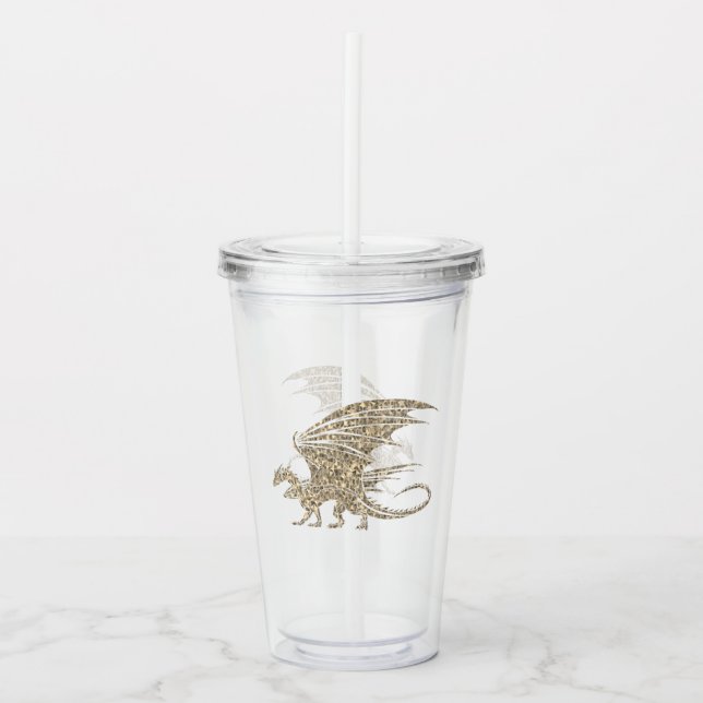 Vaso Acrílico Dragón de mosaico asombroso oro (Anverso)