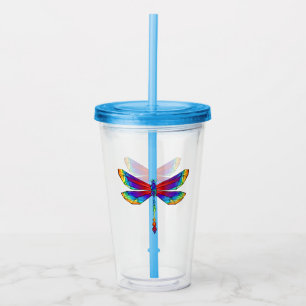 Vaso Acrílico Dragón poligonal arcoiris