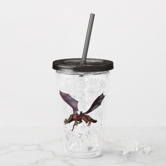 Vaso Acrílico Dragón Serpiente Volador Blindado (Reverso (hielo))