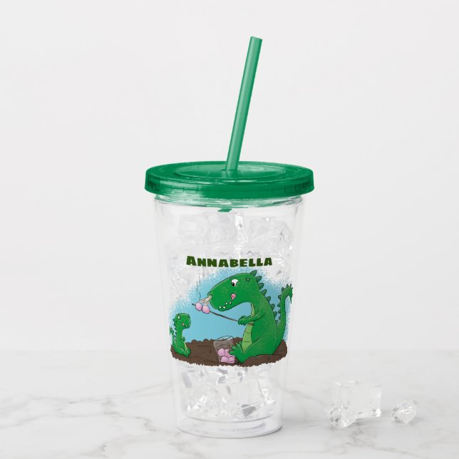 Vaso Acrílico dragones cortos asando malvaviscos personalizado (Reverso (hielo))
