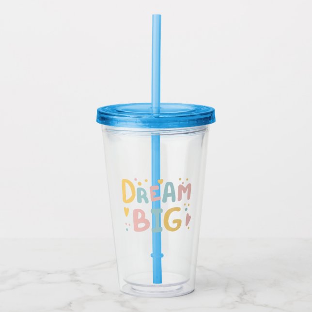 Vaso Acrílico Dream Big Pastel Hearts (Anverso)