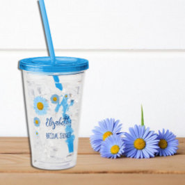 Vaso Acrílico Duchas de Novia Florales de Margaritas Azules