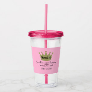 Vaso Acrílico Dulce Biblia de la Corona versus rosa oscuro y oro