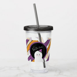 Vaso Acrílico Dulce fantasma de Halloween patrón púrpura