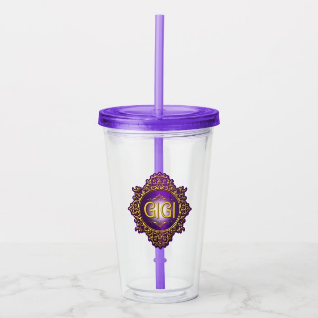 Vaso Acrílico Dulce GIGI Royal Purple & Gold (Anverso)